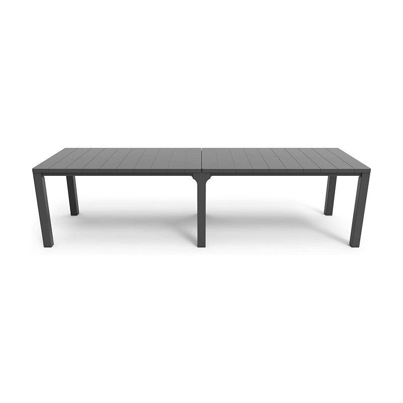 Tavoli da giardino Tavolo allungabile da esterno con finitura effetto legno spazzolato Tavoli da giardino Tavolo allungabile da esterno con finitura effetto legno spazzolato