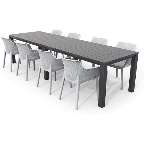 Tavoli da giardino Tavolo allungabile da esterno con finitura effetto legno spazzolato