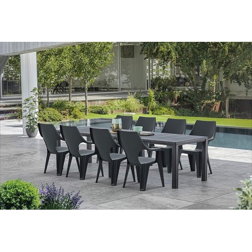 Tavoli da giardino Tavolo allungabile da esterno con finitura effetto legno spazzolato