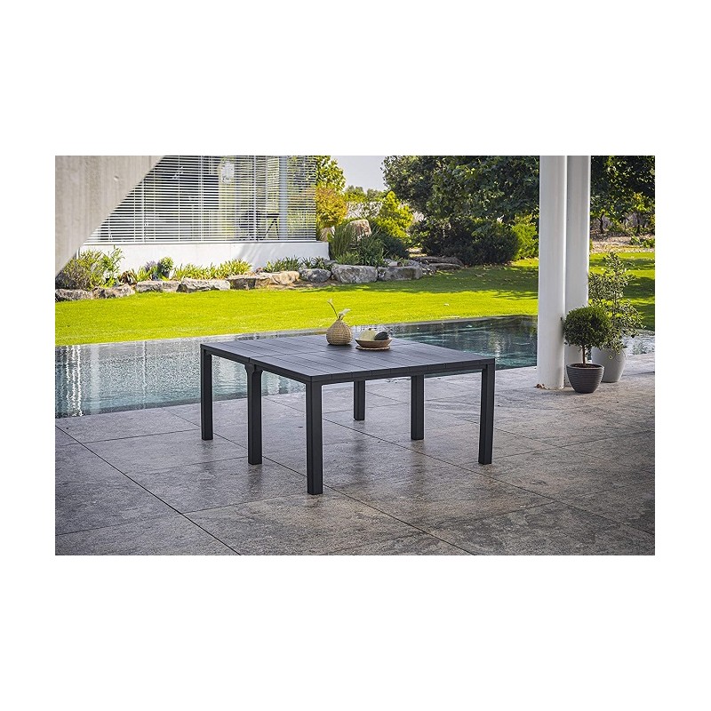 Tavoli da giardino Tavolo allungabile da esterno con finitura effetto legno spazzolato Tavoli da giardino Tavolo allungabile da esterno con finitura effetto legno spazzolato