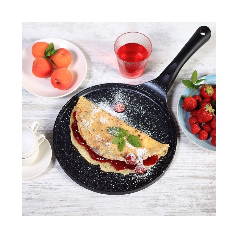 Padelle Piastra liscia diametro cm26 in alluminio colore nero linea premium black