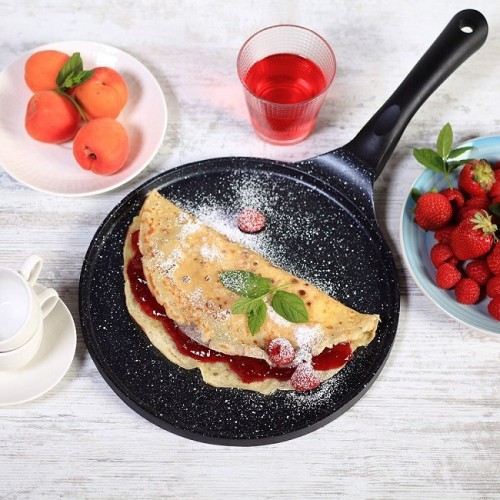 Padelle Piastra liscia diametro cm26 in alluminio colore nero linea premium black