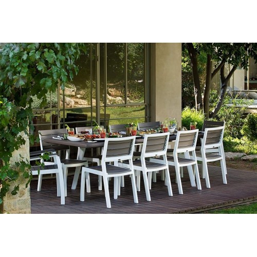Tavoli da giardino Tavolo allungabile harmony in resina effetto legno color marrone cm100x160x75h
