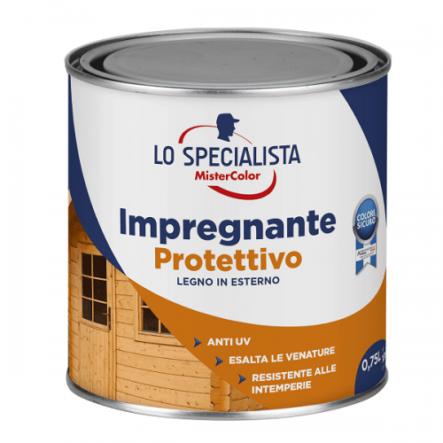 Vernici per legno Impregnante a acqua per legno colore mogano 0,75lt