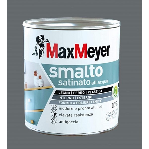 Smalti per esterni Smalto satinato a acqua colore grigio fumo 0,75lt