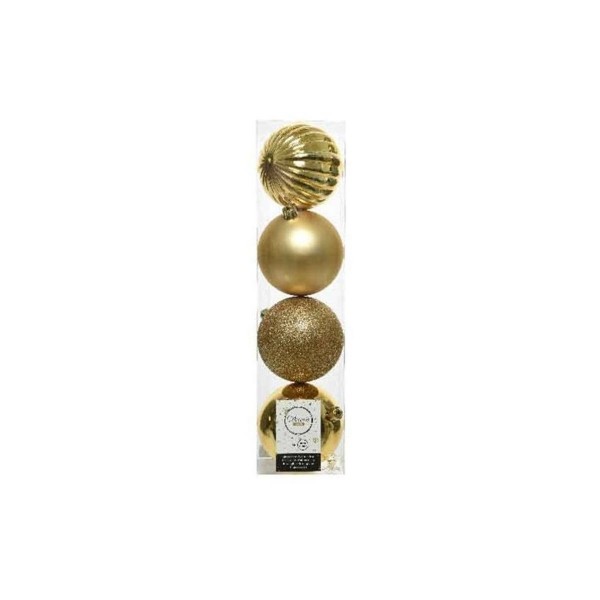 Decori per albero 4 palline D.10cm colore oro decorazioni assortite