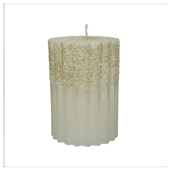 Profumatori d'ambiente Candela cera bianco lana con glitter cm10