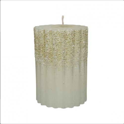 Profumatori d'ambiente Candela cera bianco lana con glitter cm10