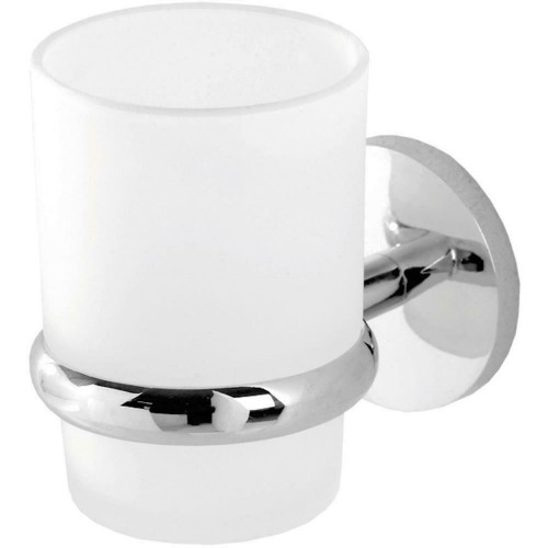 Portaspazzolini Bicchiere porta spazzolino cromo vetro satinato feridras 607012 accessi bagno