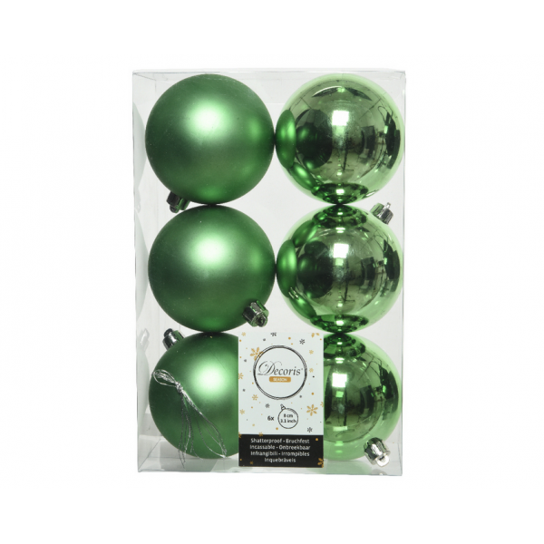 Decori per albero Box 6 sfere mistletoe green 6cm