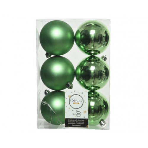 Decori per albero Box 6 sfere mistletoe green 6cm