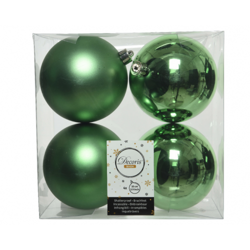 Decori per albero Box 4 sfere mistletoe green 10cm