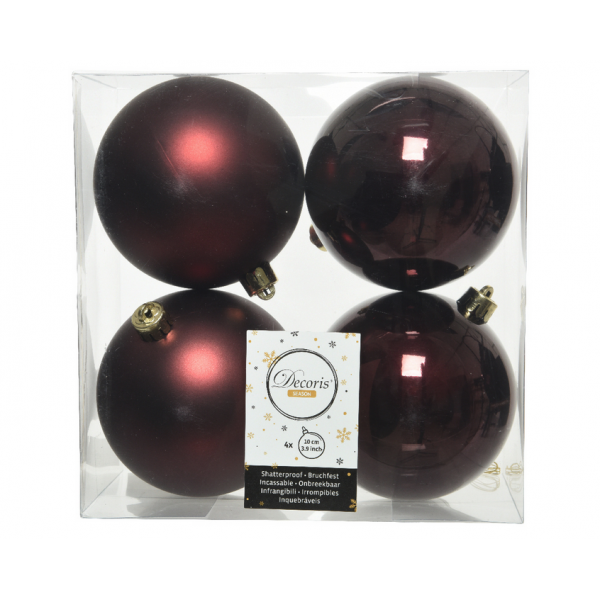 Decori per albero Box 4 sfere redwood 10cm