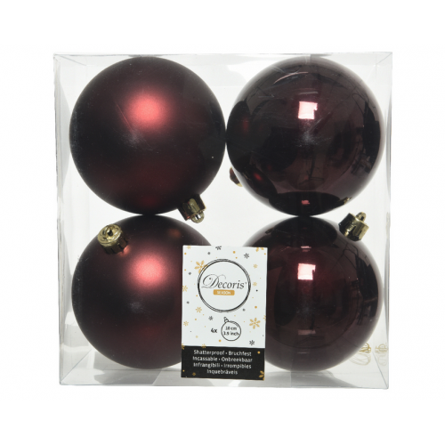 Decori per albero Box 4 sfere redwood 10cm