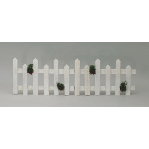 Arredo natalizio Staccionata legno bianca 98x30cm CEN86227