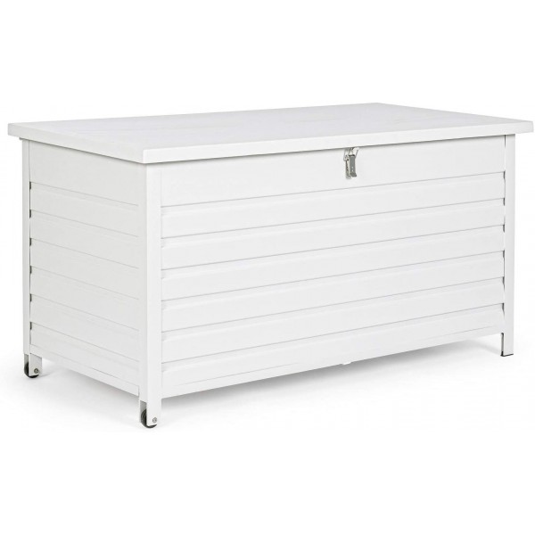 Accessori per esterni Bizzotto baule atlantic s bianco con ruote giardino esterno arredo cuscini