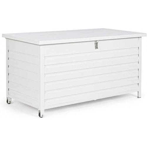 Accessori per esterni Bizzotto baule atlantic s bianco con ruote giardino esterno arredo cuscini