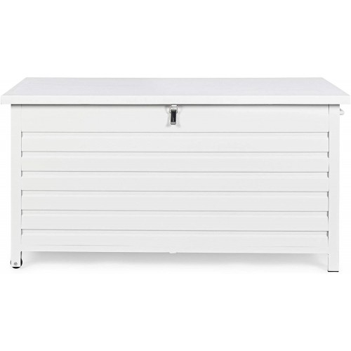 Accessori per esterni Bizzotto baule atlantic s bianco con ruote giardino esterno arredo cuscini