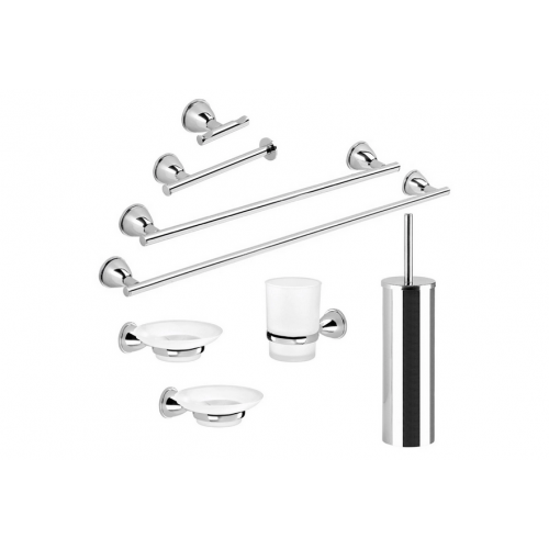 Accessori bagno Set 8 pezzi genziana cromato