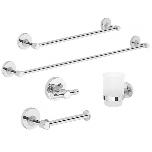 Arredo Bagno Set 5 pezzi ficus cromato in metallo