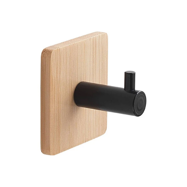 Appendini bagno Appendiabiti singolo quadrato bambu'/nero