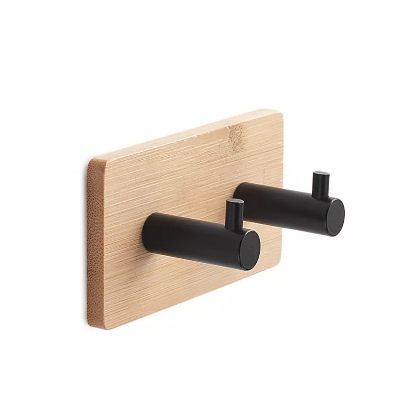 Appendini bagno Appendiabiti doppio quadrato bambu'/nero