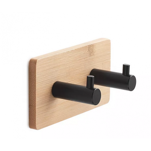 Appendini bagno Appendiabiti doppio quadrato bambu'/nero