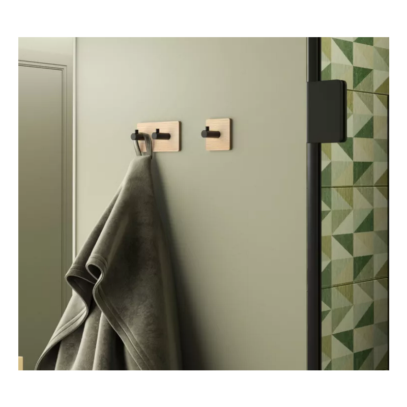 Appendini bagno Appendiabiti doppio quadrato bambu'/nero