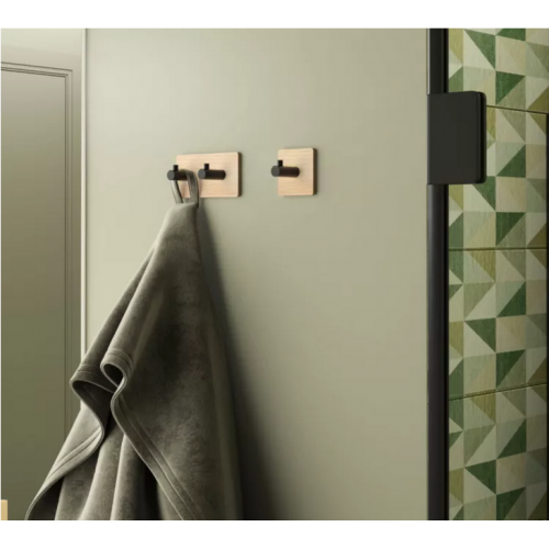 Appendini bagno Appendiabiti doppio quadrato bambu'/nero