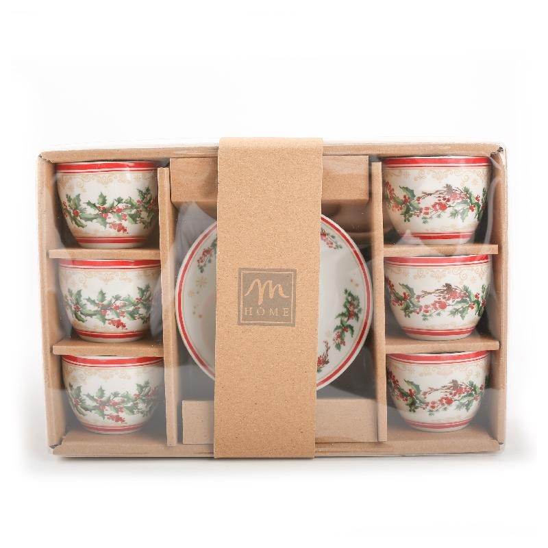 Tazzine Set 6 tazzine in porcellana merry christmas 90ml Tazzine Set 6 tazzine in porcellana merry christmas 90ml