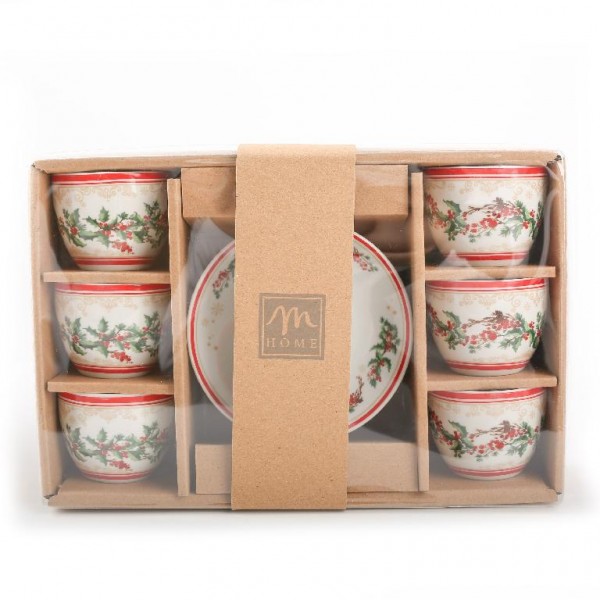 Tazzine Set 6 tazzine in porcellana merry christmas 90ml