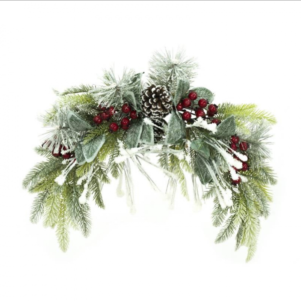 Fuoriporta natalizio Ghirlanda innevata con pigna 70cm  wlsts2014