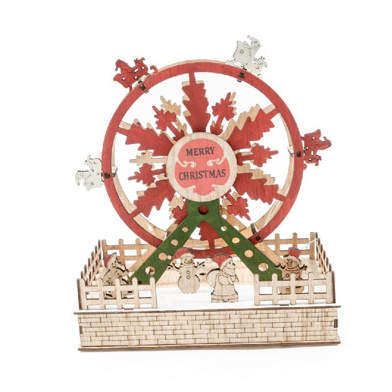 Villaggi di Natale Ruota panoramica in legno con luci   60671
