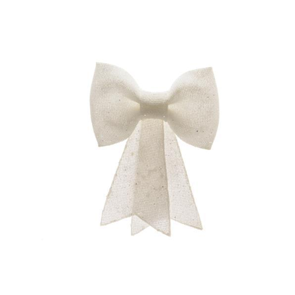 Arredo natalizio Fiocco glitter da appendere bianco 40cm    517486