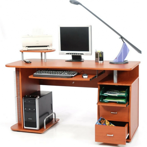 Arredo ufficio Scrivania Porta Pc e porta Stampante  in Mdf 140 x 60 x 77h cm Colore Ciliegio