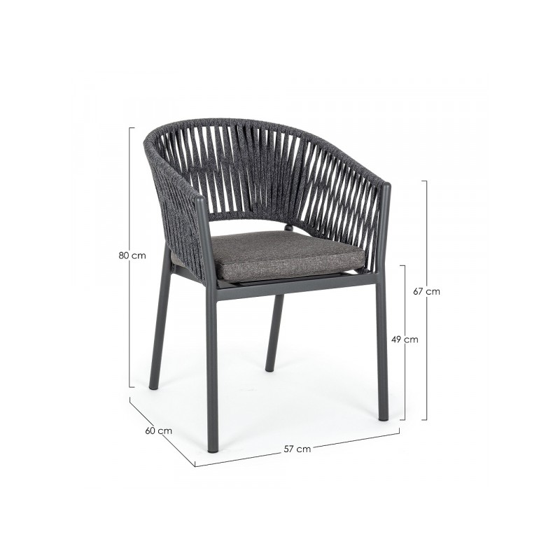 Sedie da esterno Sedia con baccioli Florencia antracite 662802 Sedie da esterno Sedia con baccioli Florencia antracite 662802