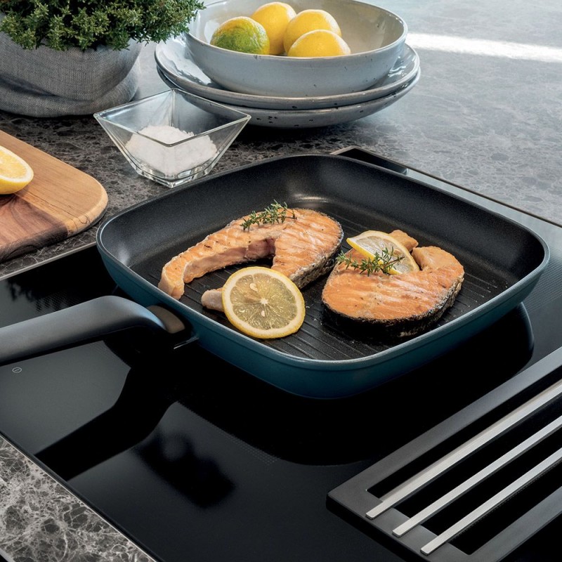 Padelle Grill Quadra 28 Cm X 28 Cm Alluminio Blu Padelle Grill Quadra 28 Cm X 28 Cm Alluminio Blu