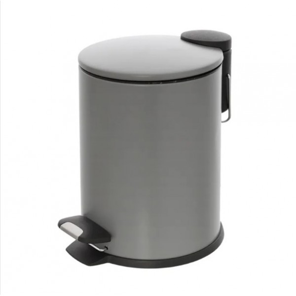 Accessori bagno Pattumiera Bagno in Acciaio Grigio Con Pedale E Coperchio Slim 3 Lt