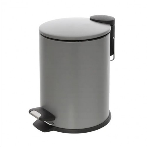 Accessori bagno Pattumiera Bagno in Acciaio Grigio Con Pedale E Coperchio Slim 3 Lt