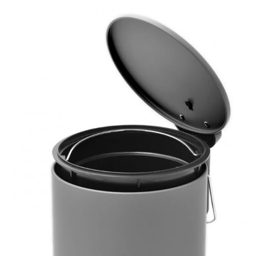 Accessori bagno Pattumiera Bagno in Acciaio Grigio Con Pedale E Coperchio Slim 3 Lt