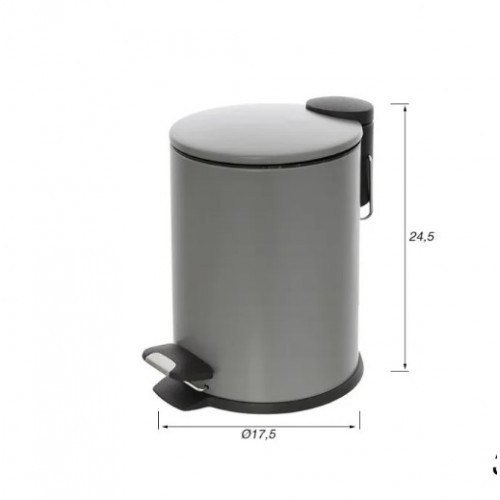 Accessori bagno Pattumiera Bagno in Acciaio Grigio Con Pedale E Coperchio Slim 3 Lt