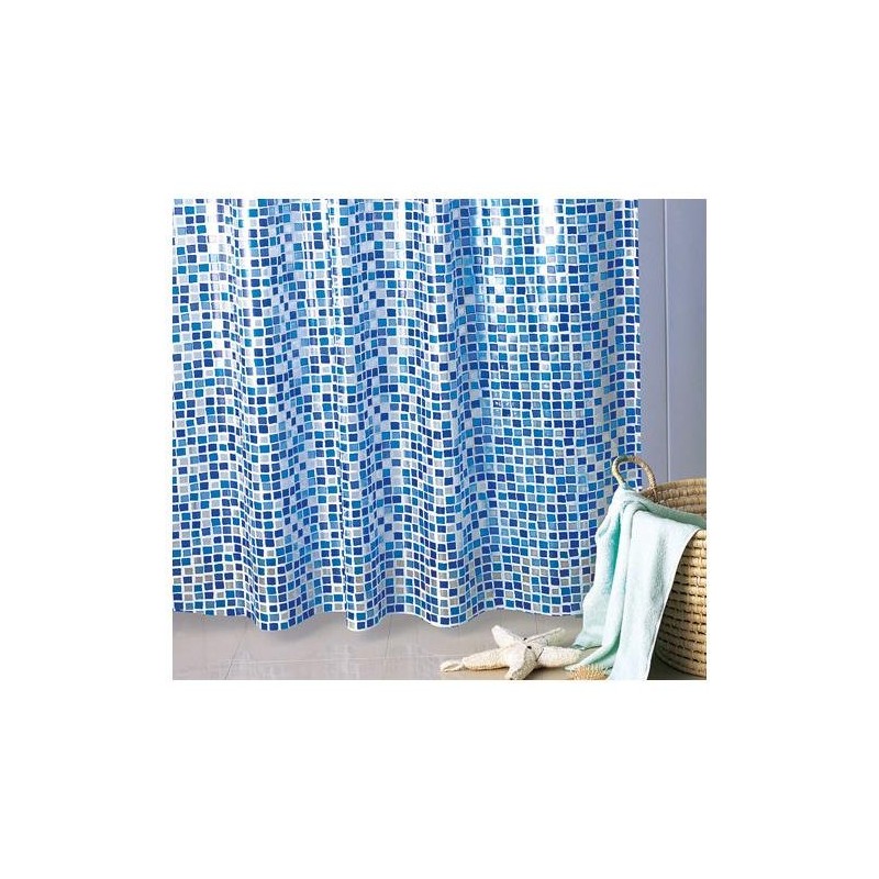 Tende doccia Gedy C200 Tenda Doccia in Telo Pvc Cm 180x200 Fantasia Mosaico Azzurro