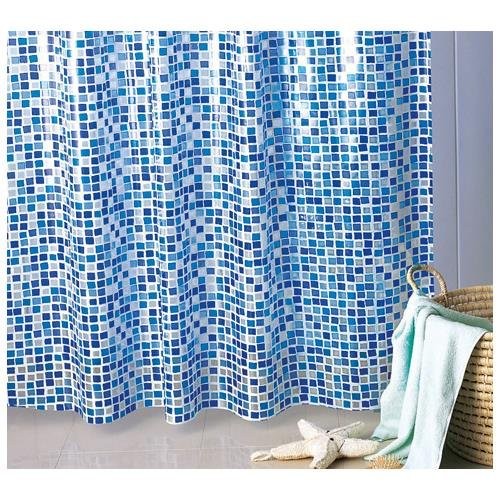Tende doccia Gedy C200 Tenda Doccia in Telo Pvc Cm 180x200 Fantasia Mosaico Azzurro