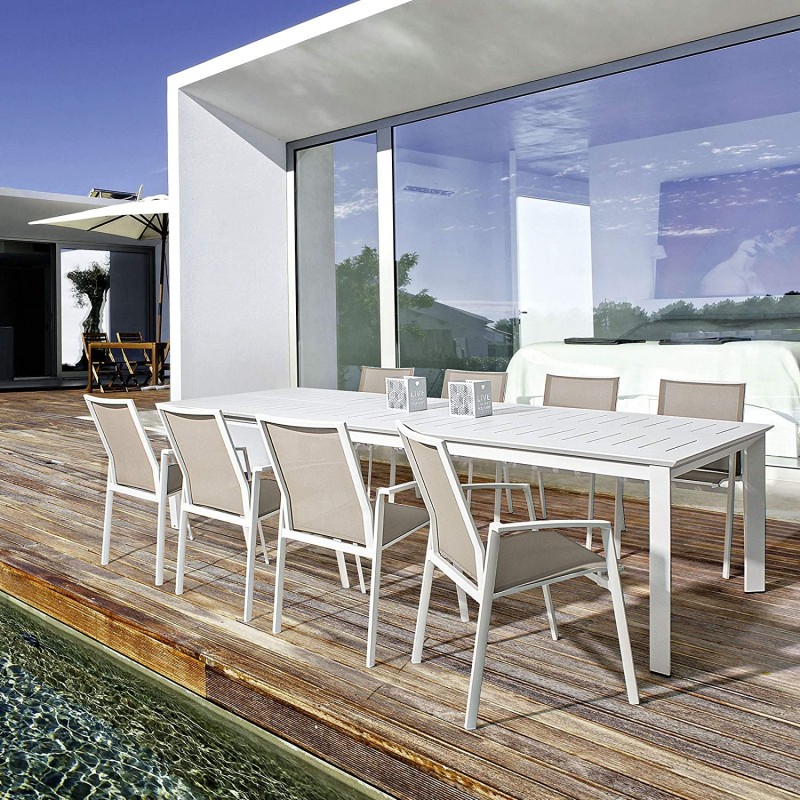 Tavoli da giardino Bizzotto tavolo konnor 200-300x110 bianco giardino 662271 Tavoli da giardino Bizzotto tavolo konnor 200-300x110 bianco giardino 662271