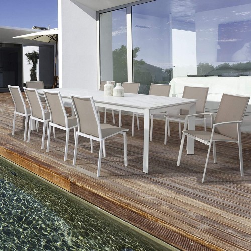 Tavoli da giardino Bizzotto tavolo konnor 200-300x110 bianco giardino 662271