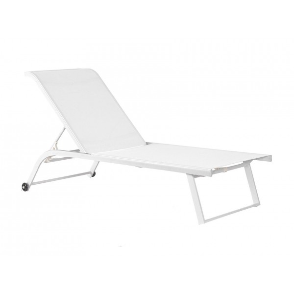 Lettini da giardino Lettino con ruote taylor bianco in alluminio Bizzotto 182x70x34h cm