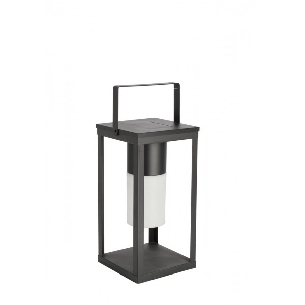Illuminazione Lampada solar led in acciaio nero con manico 17x17x38h cm batteria ricaricabile