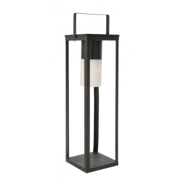 Illuminazione Lampada solar led in acciaio nero con manico 20x20x75h cm batteria ricaricabile