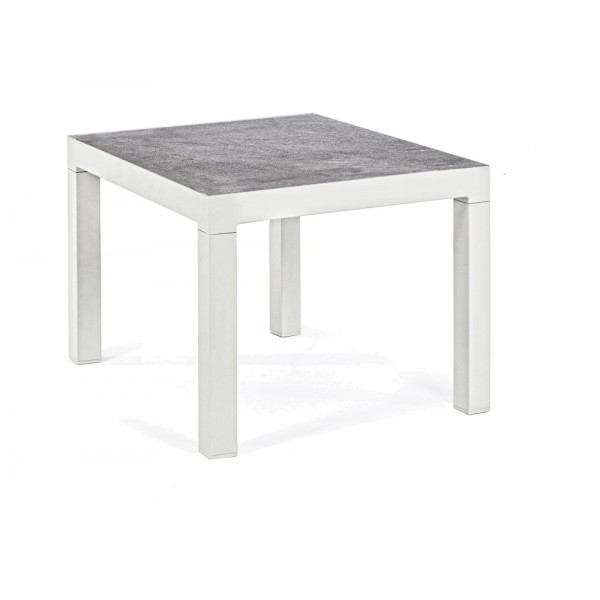 Tavoli da esterno Tavolino kledi in alluminio piano in ceramica 50x50 cm bianco Lunar