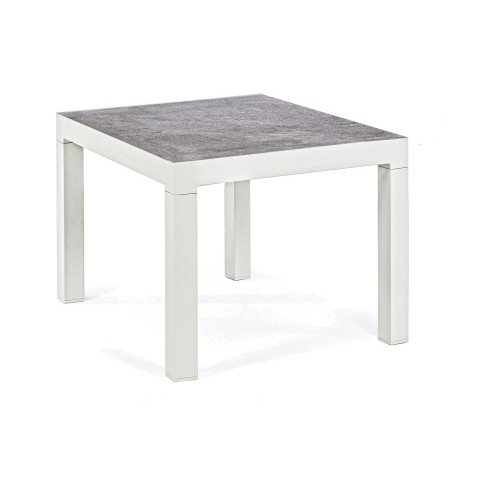 Tavoli da esterno Tavolino kledi in alluminio piano in ceramica 50x50 cm bianco Lunar